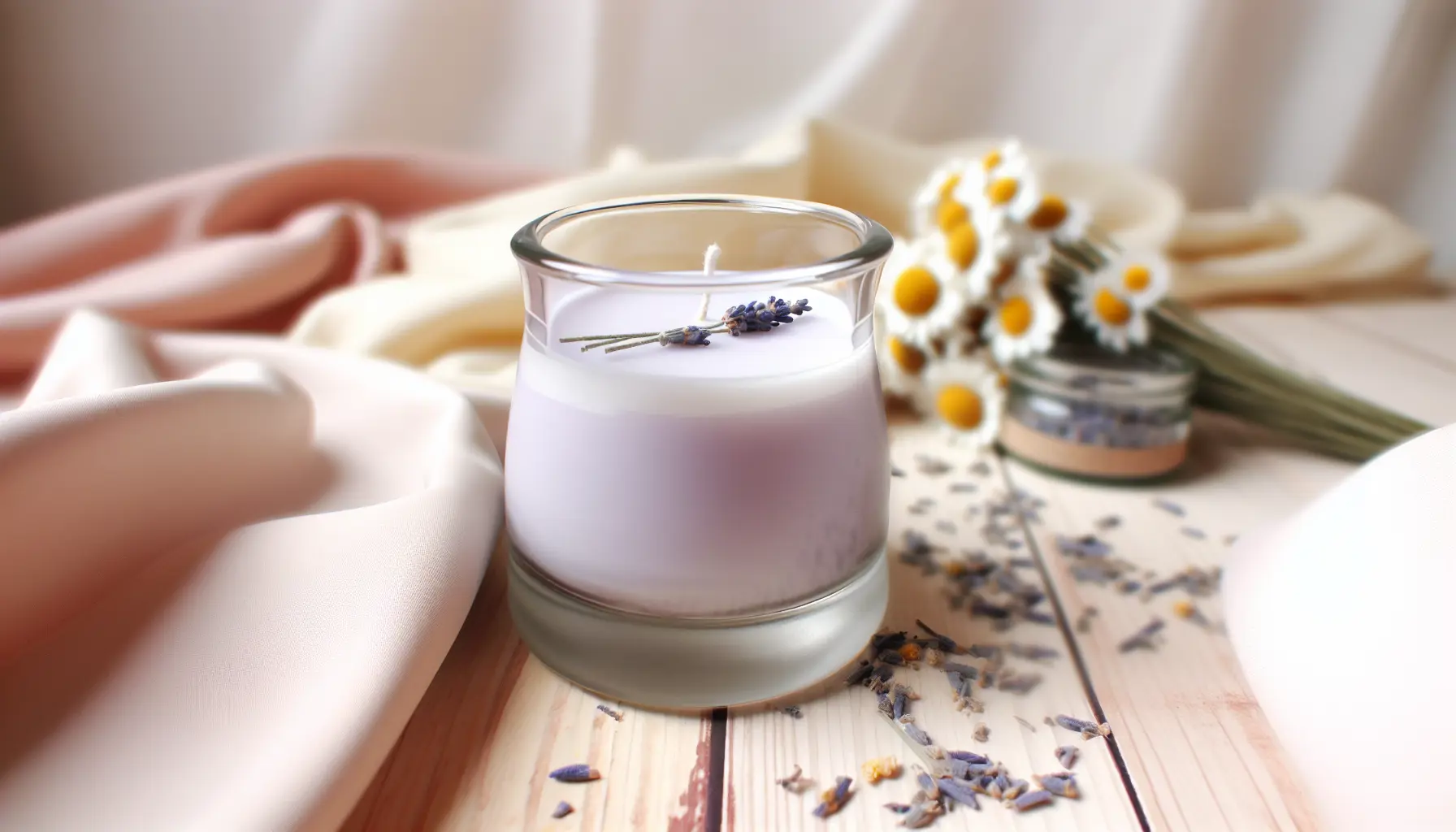 Aftenro duftlys med lavendel og kamille