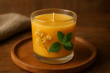 Bivoks: lindeblomst og mynte