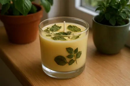 Bivokslys med tomatblad og basilikum