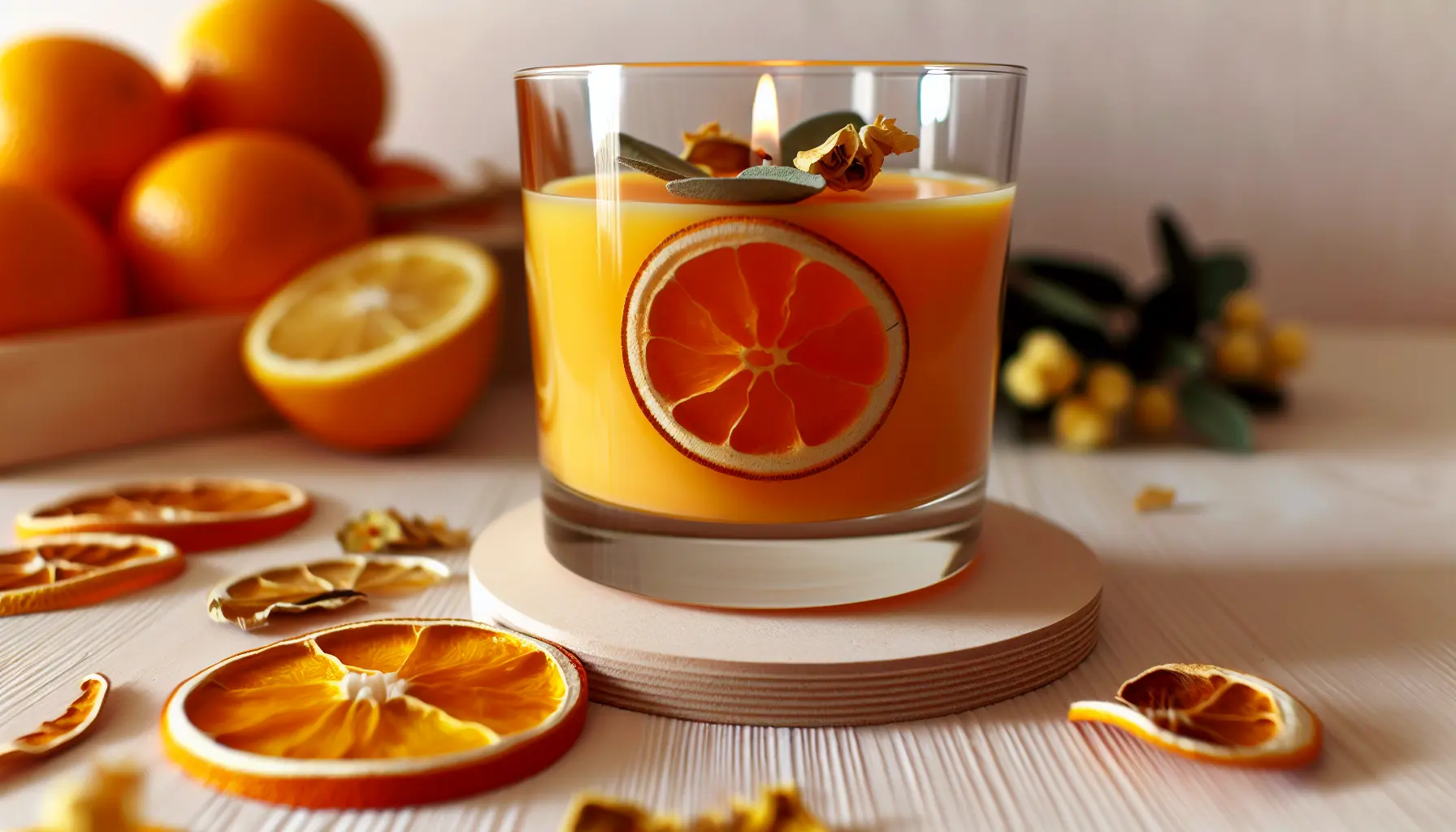 Citrusglød duftlys med sojavoks og bivoks