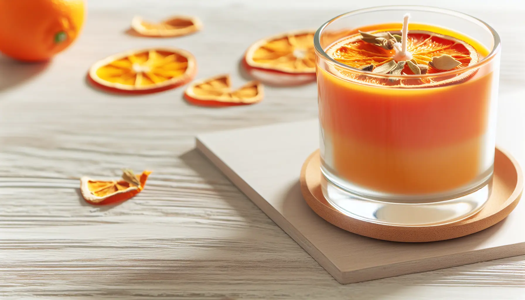 Frisk appelsinbryg duftlys i glas med sojavoks