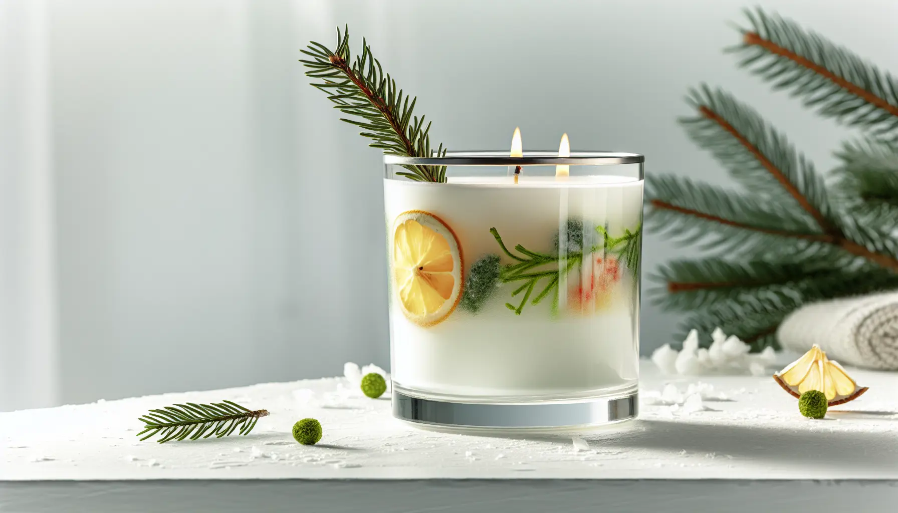 Frostduft lys med gran og citrus