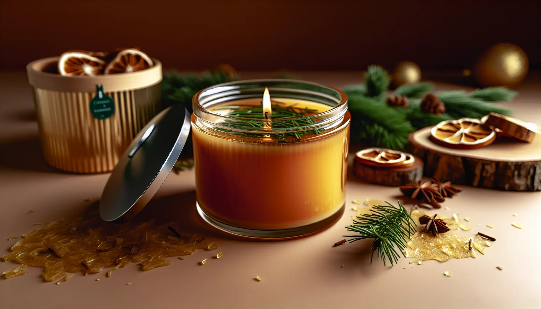 Julegranduft med ravfarvet bivoks