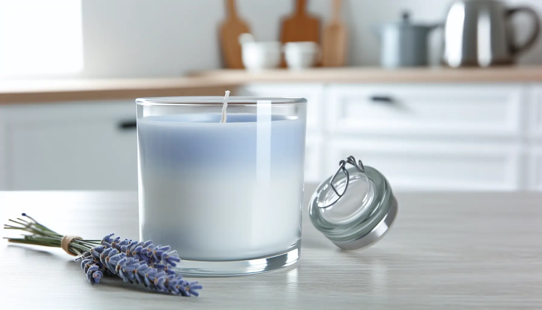 Klart morgenlys med lavendel og sojavoks