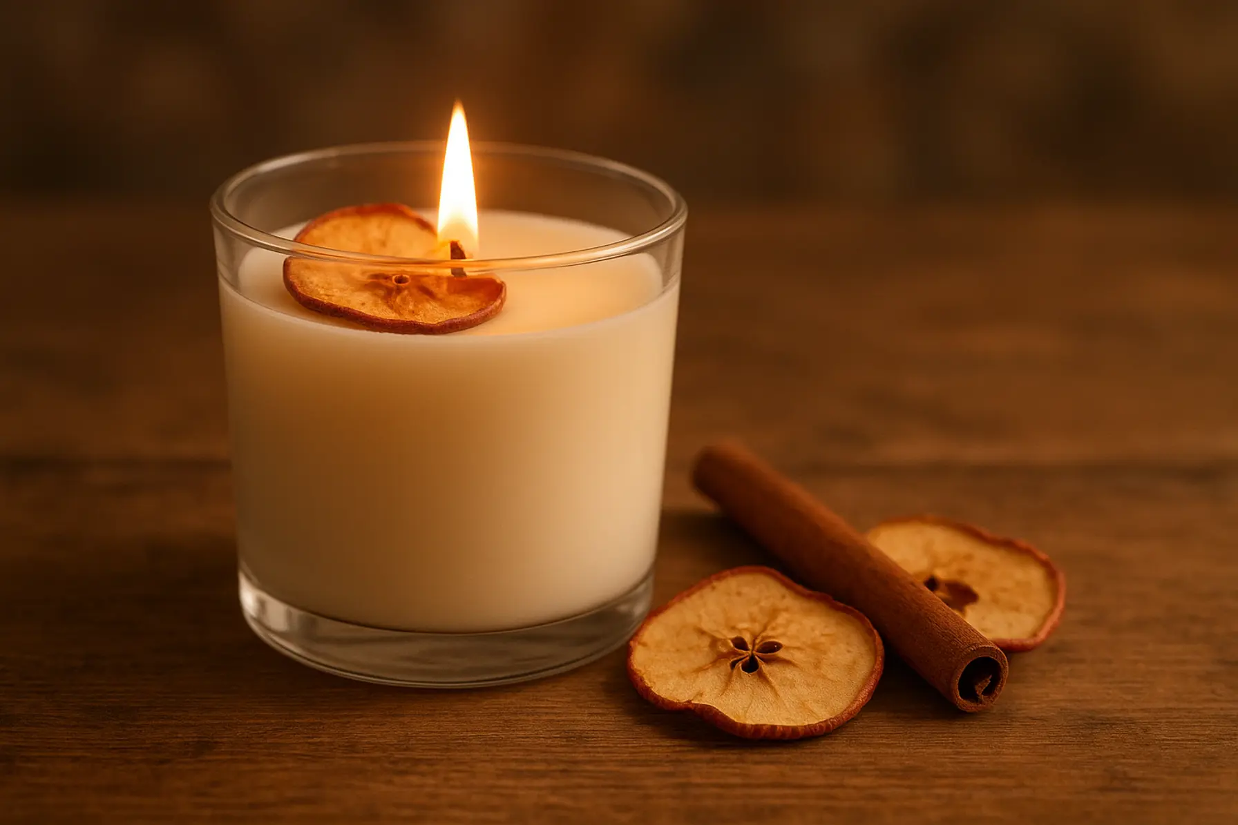 Krydret æblekompot duftlys i glas