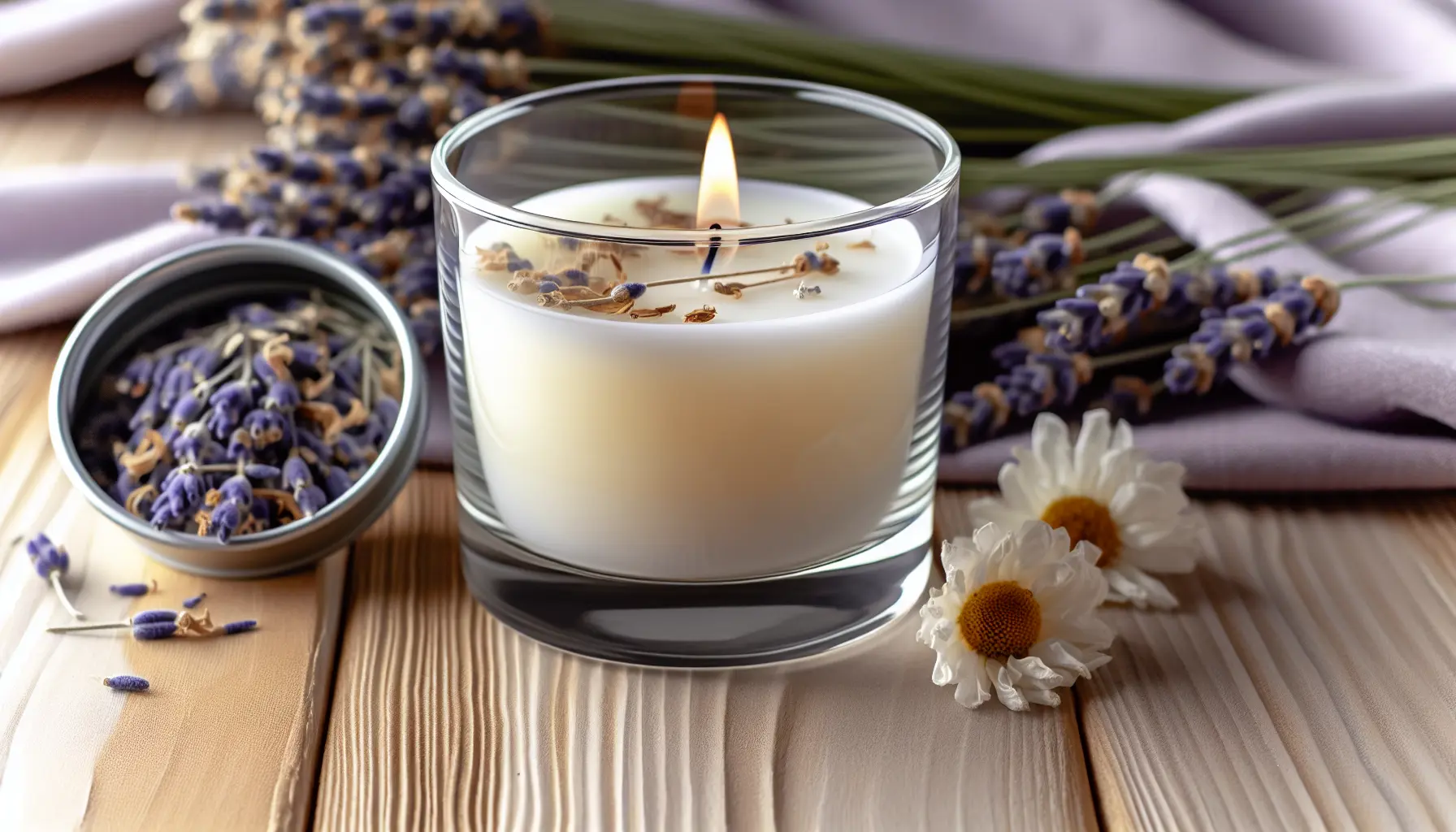 Lavendelmyslys med bergamot og kamille