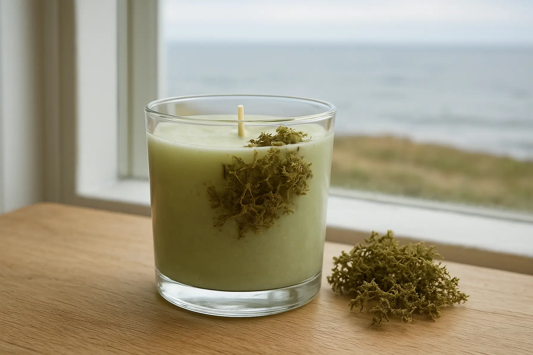 Nordisk kystmose-lys i glas