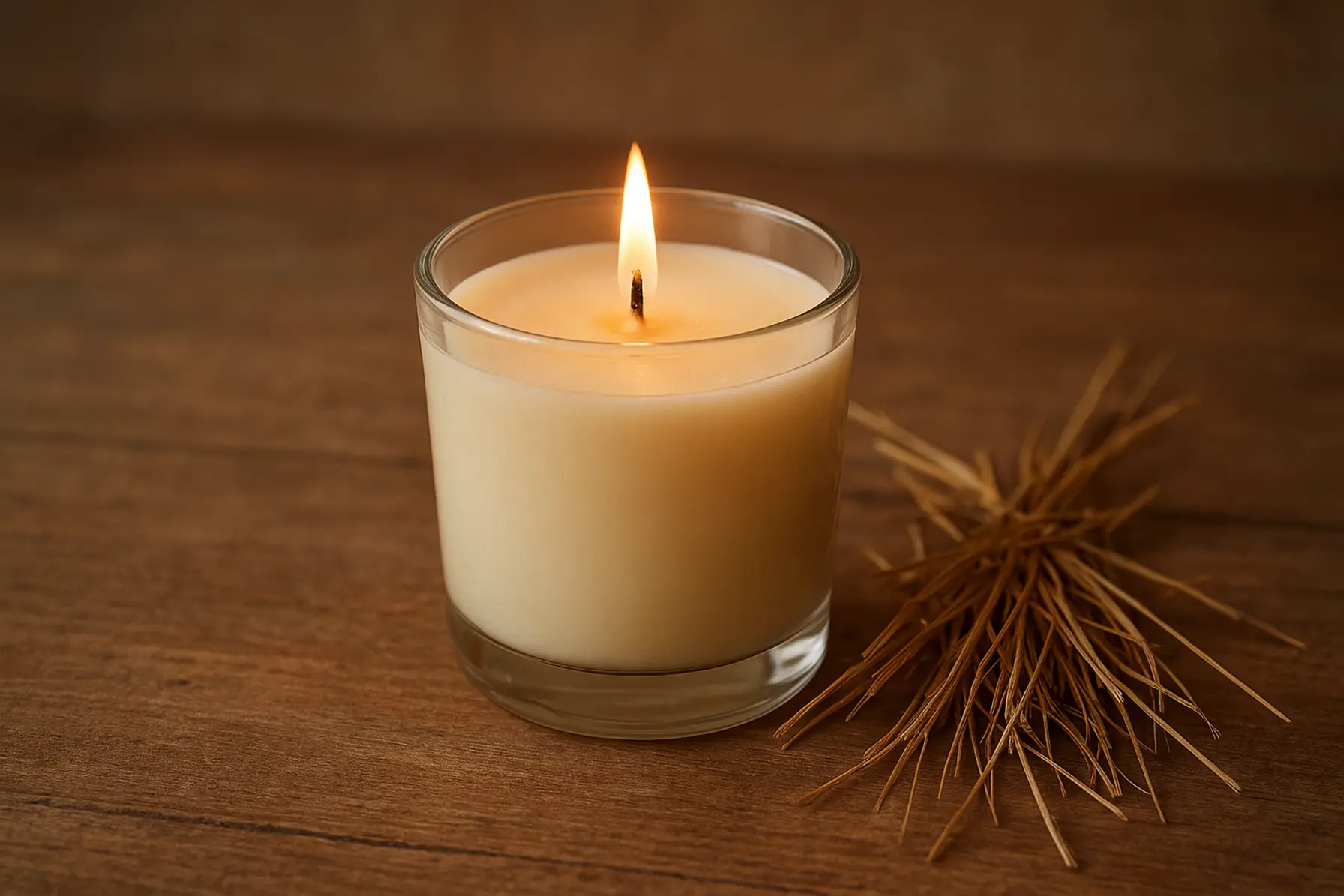 Nyslået hø i glas med sojavoks