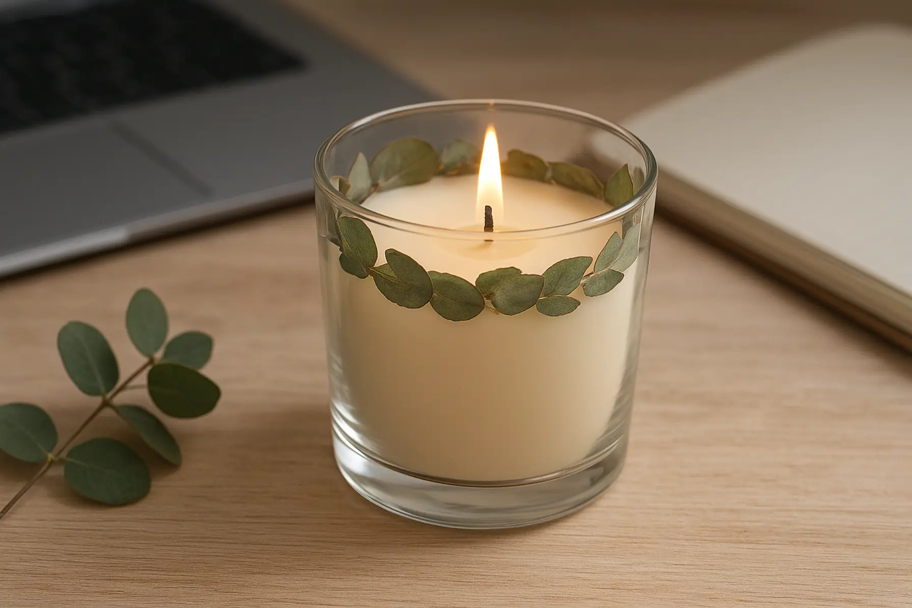 Opkvikkende arbejdsro med eukalyptus