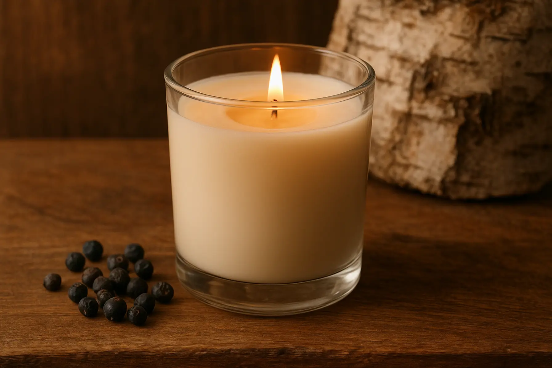 Røget enebær og birketræ — duftlys