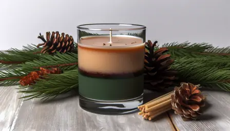 Skovbund med fyrretræ duftlys i glas