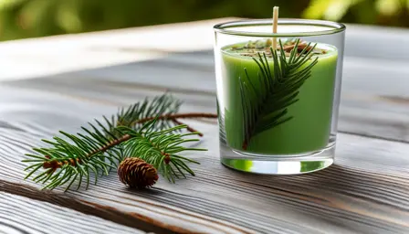 Skovsti med gran og mynte i glas