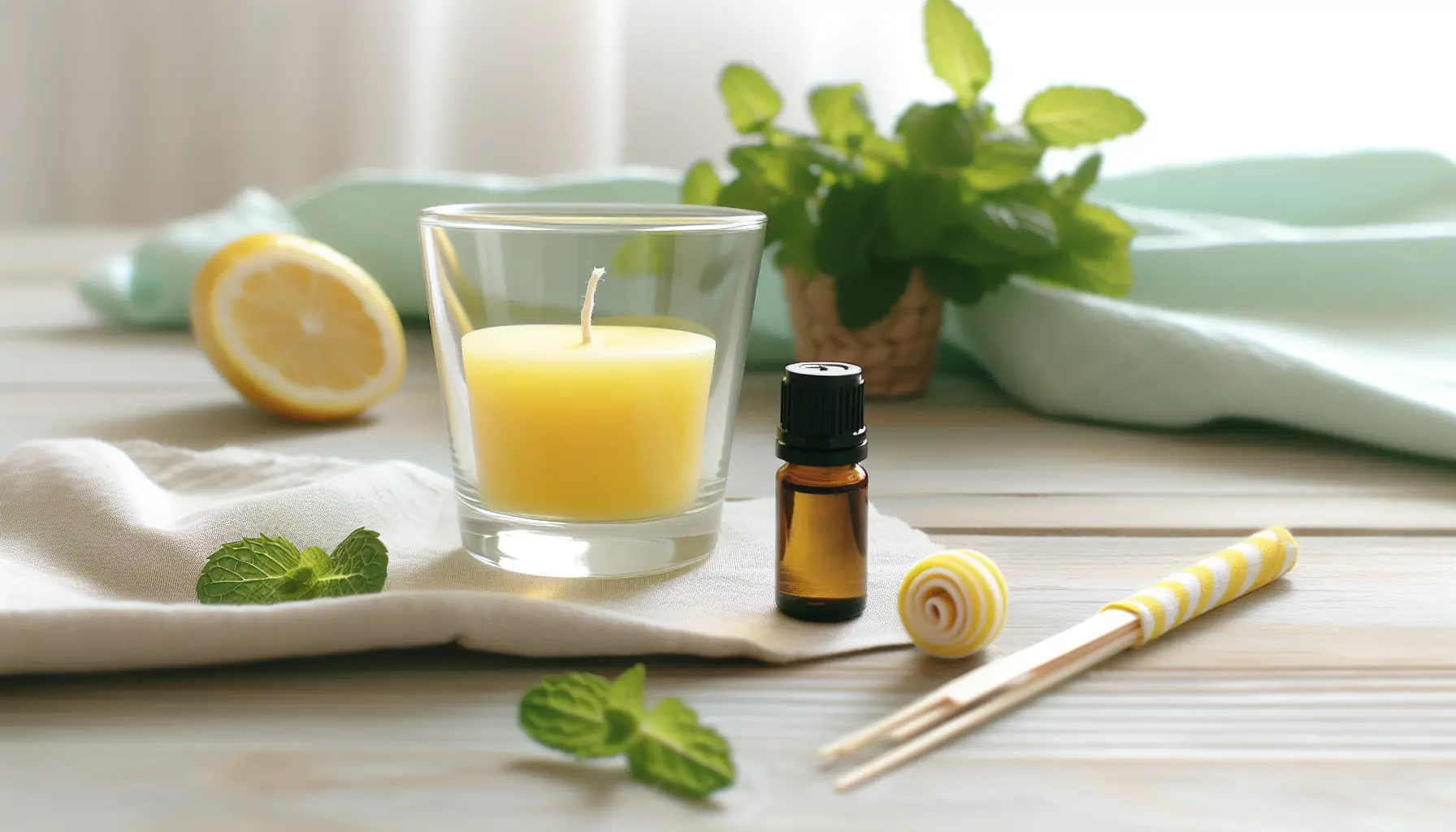 Sommeraften med citron og mynte i bivoks