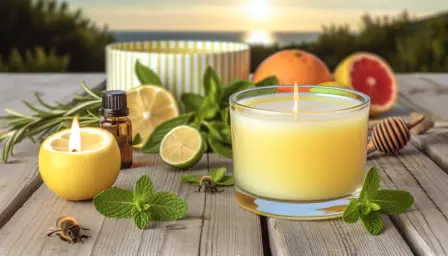 Sommeraften med citrus og mynte bivokslys