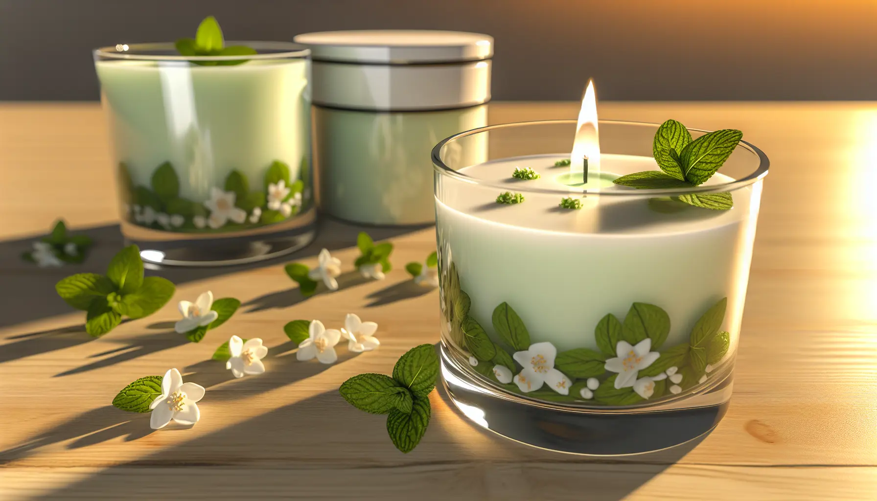 Sommeraftenlys med mynte og jasmin