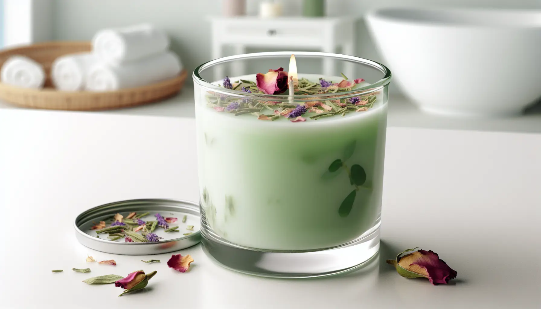 Spaagtigt eucalyptuslys med lavendel og rosenblade
