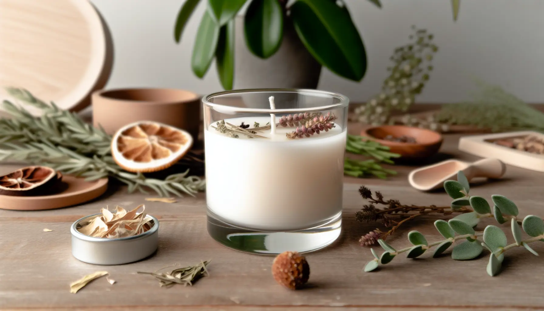 Tørret lyng og cedertræ duftlys i glas
