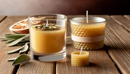 Tørret salvie bivokslys i glas