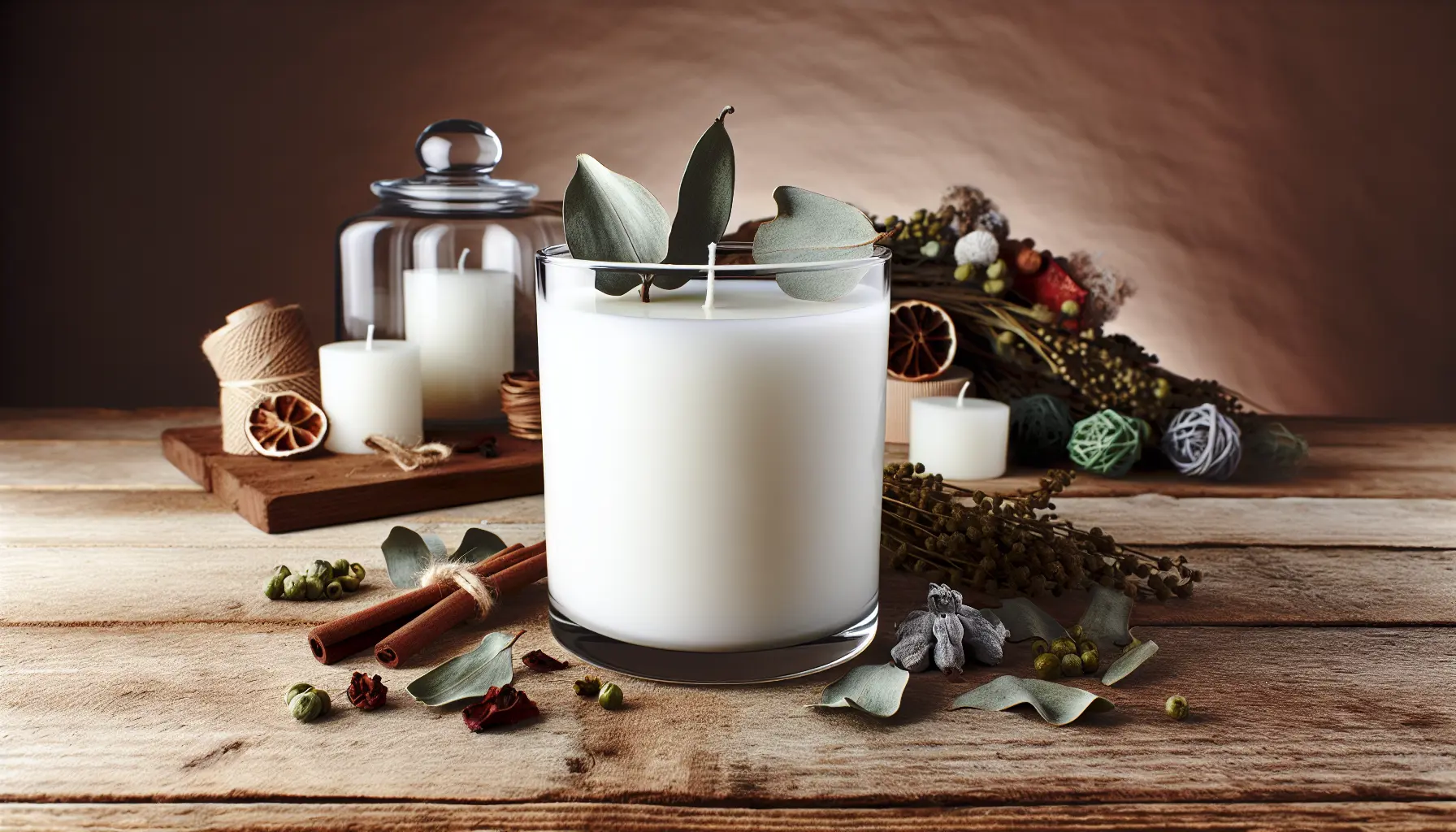 Vinterlys med cypres og tørret eucalyptus