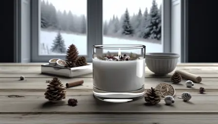 Vintermorgen med fyrretop i glas